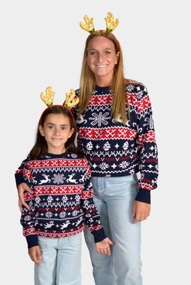 Maglione Natalizio per la Famiglia Renne e Motivi Natalizi