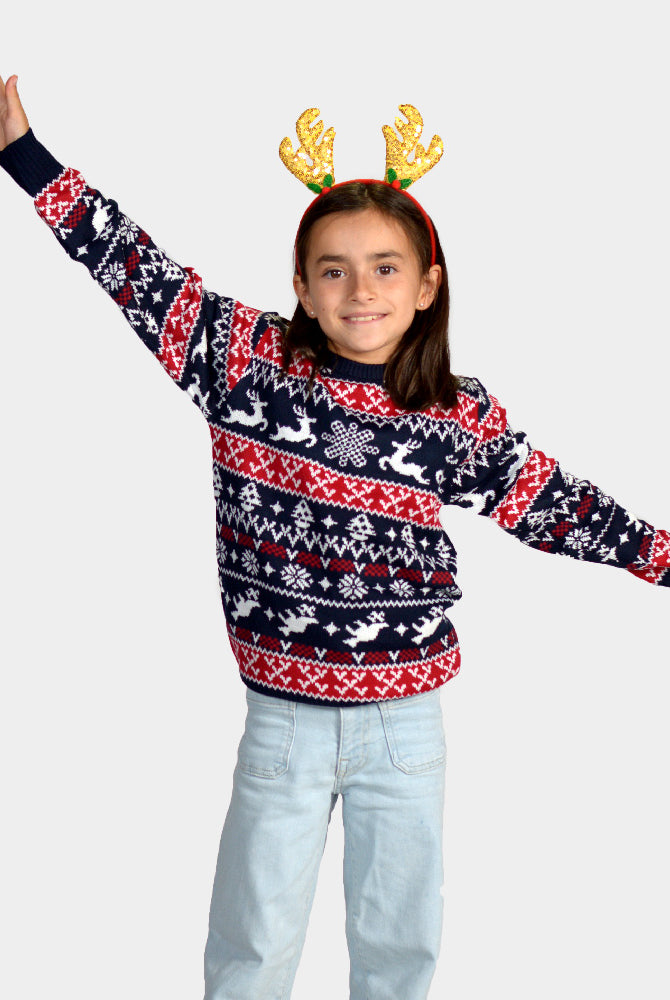 Maglione Natalizio per Bambini Renne e Motivi Natalizi