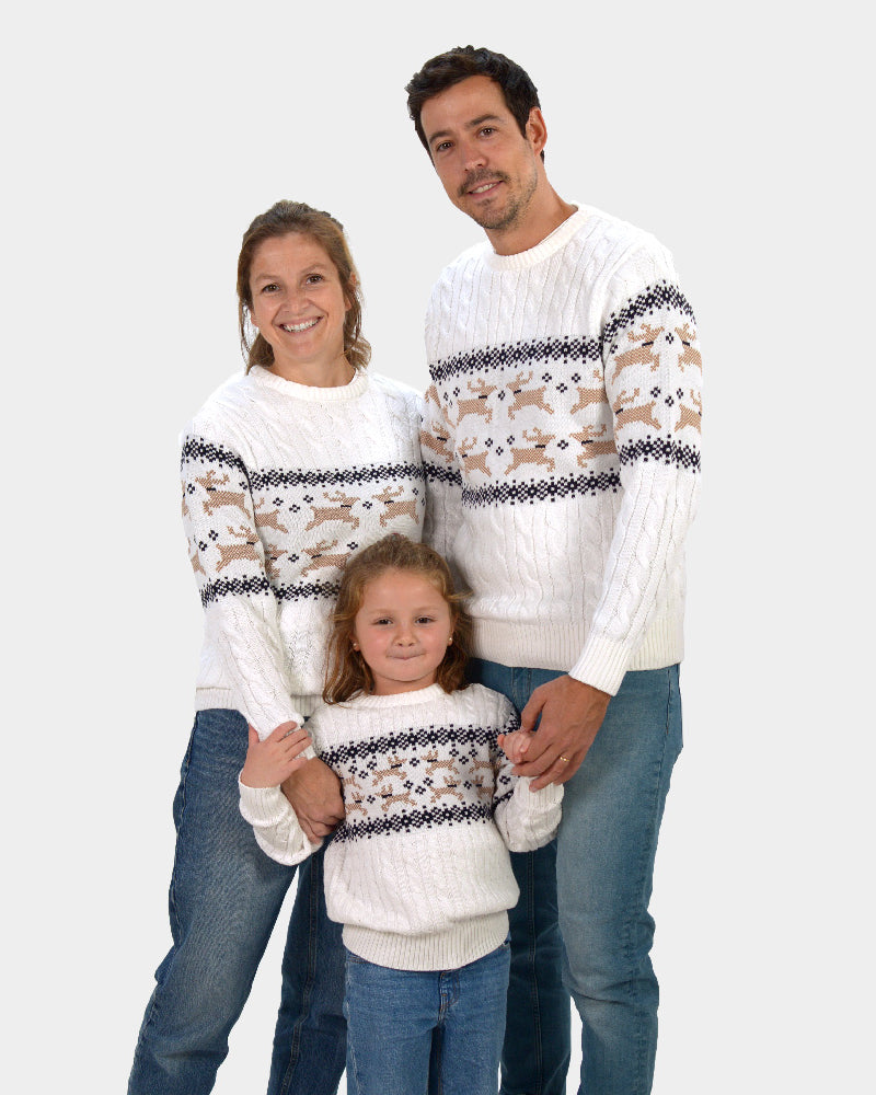 Maglione Natalizio per Bambini Bianco Elegante Alaska Famiglia