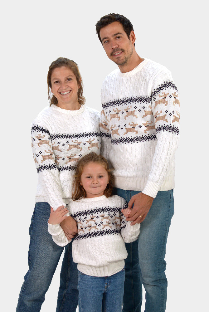 Maglione Natalizio per Bambini Bianco Elegante Alaska Famiglia