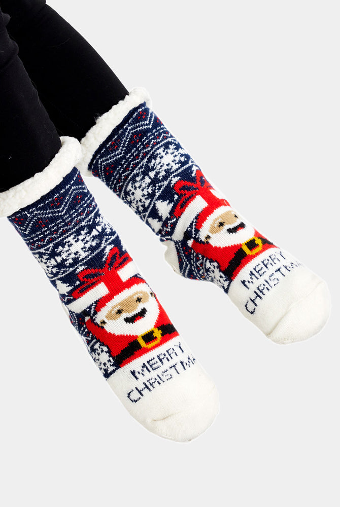 Calze Antiscivolo Natalizie Babbo Natale con Regalo per Donna e Uomo