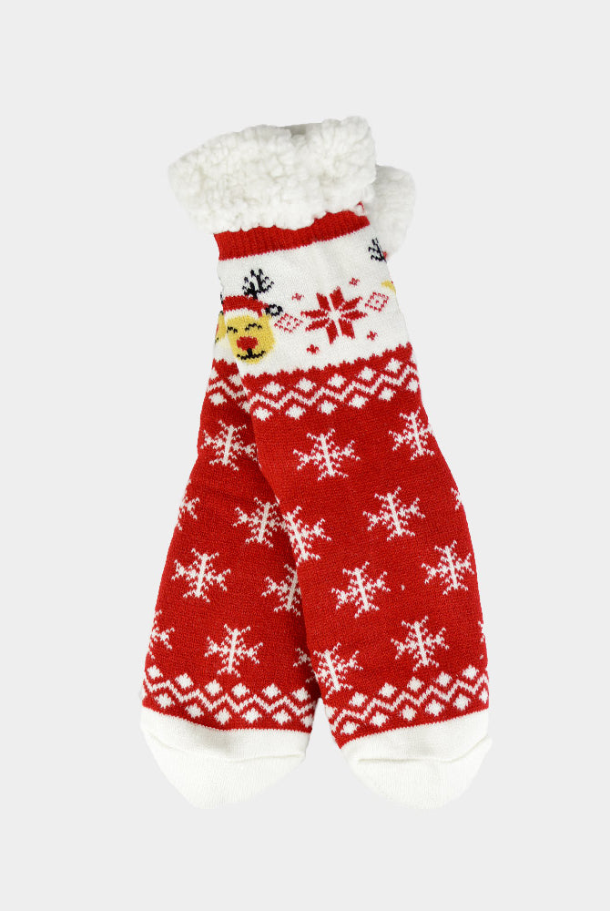 Calze Antiscivolo Natalizie con Renna con Cappello