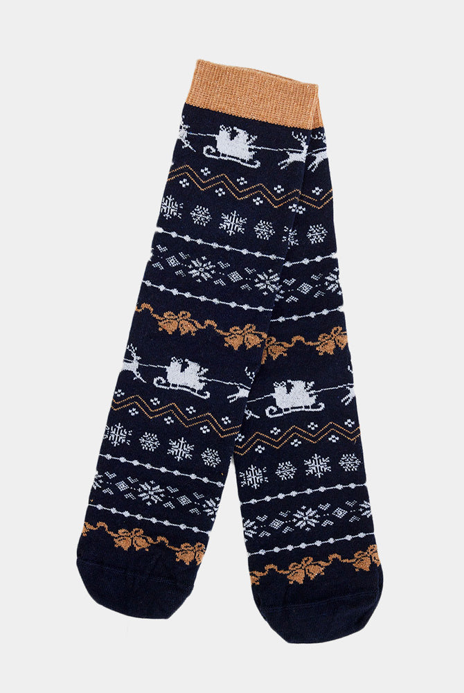 Calzini Natalizi Unisex Blu con Greche