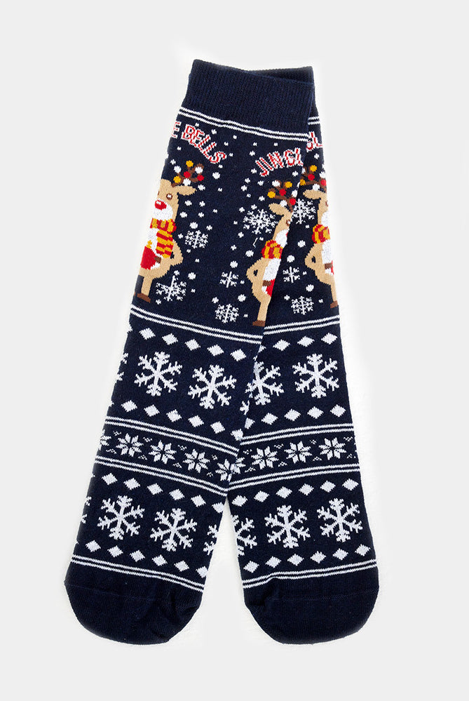 Calzini Natalizi Unisex con Renna e Neve