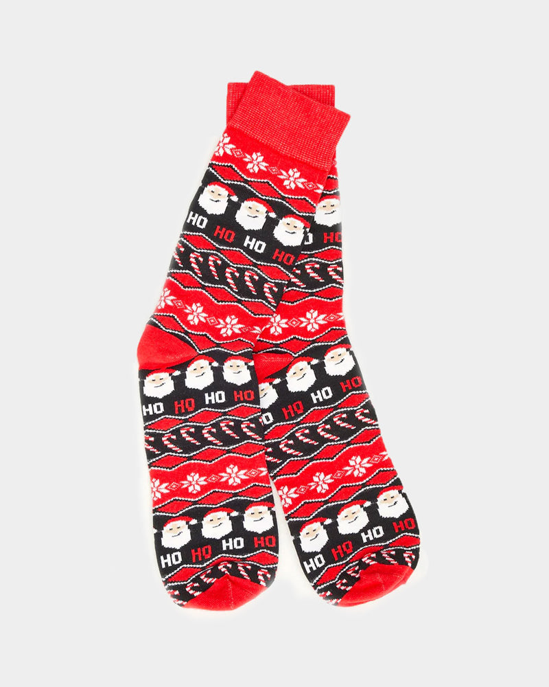 Calzini Natalizi Unisex Rossi con Babbo Natale Ho Ho Ho