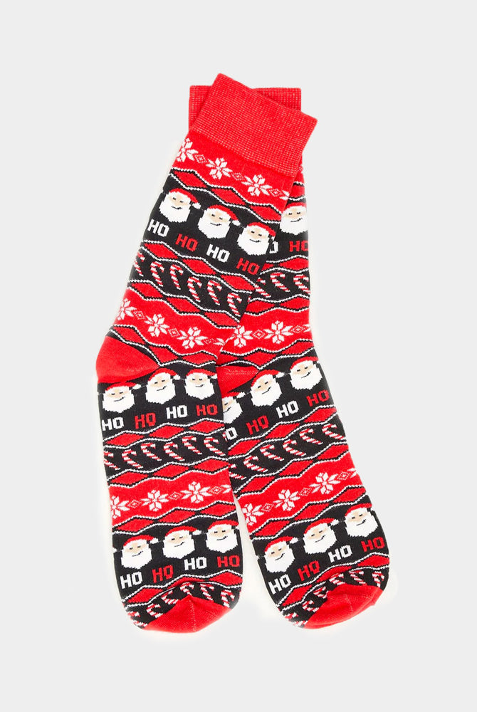 Calzini Natalizi Unisex Rossi con Babbo Natale Ho Ho Ho