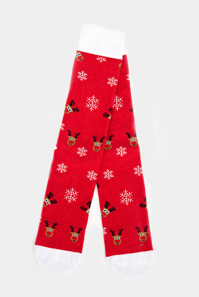 Calzini Natalizi Unisex Rossi con Renna Rudolph