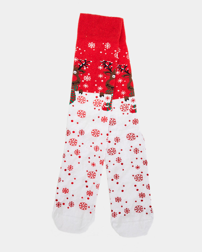 Calzini Natalizi Unisex Rossi Renna con Sciarpa