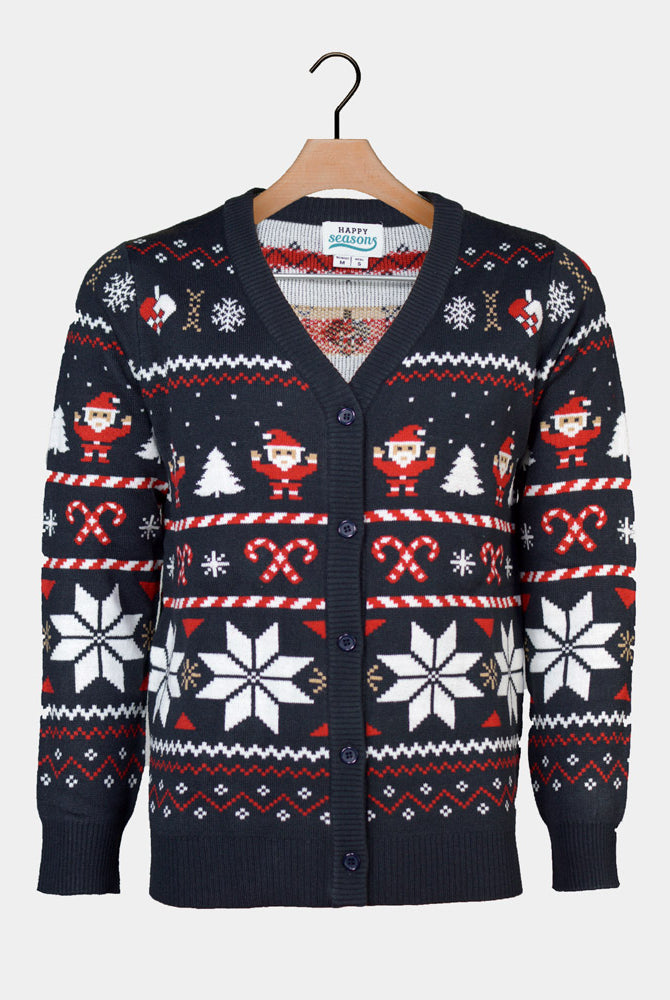 Cardigan Natalizio di Coppia Blu con Stelle Polari