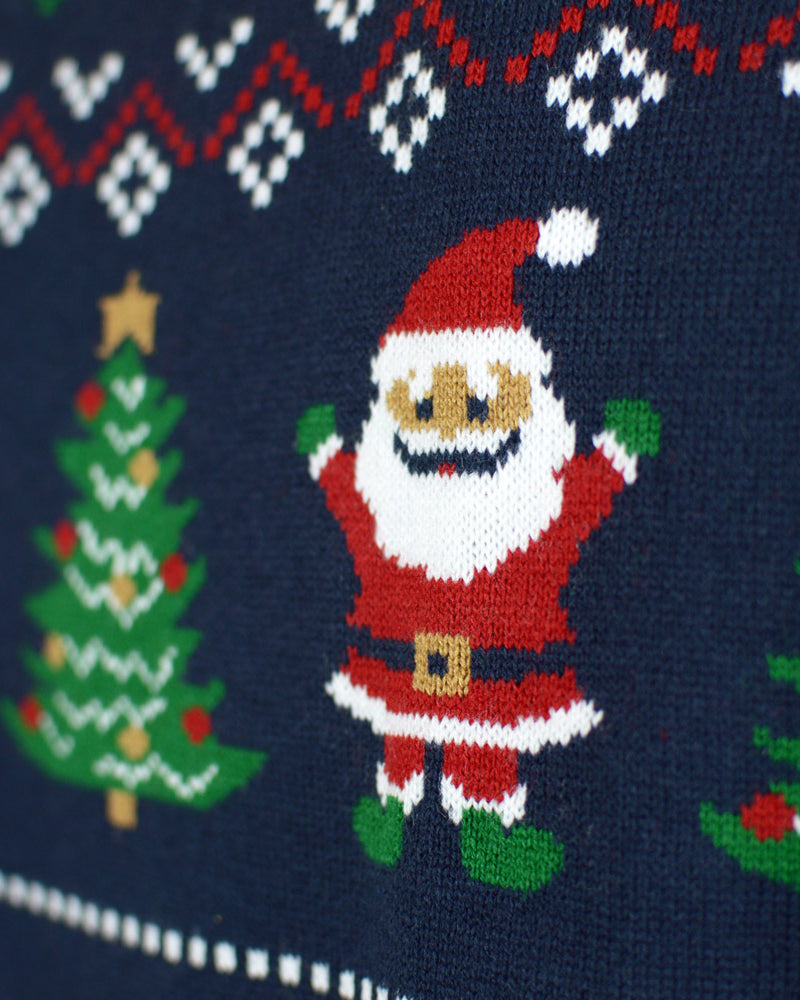 Cardigan Natalizio da Donna Blu e Rosso Babbo Natale