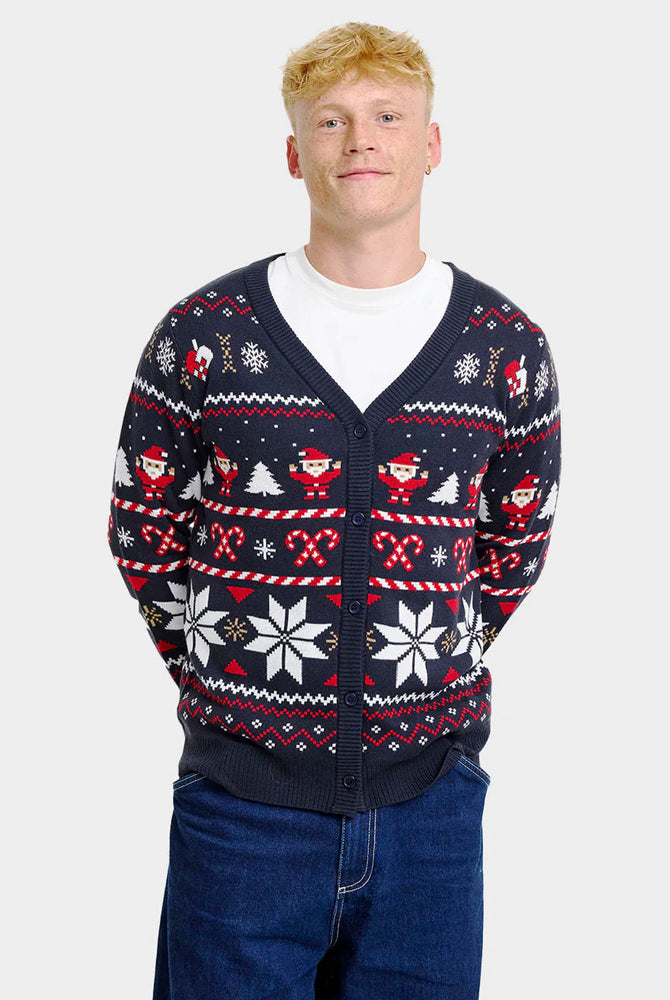 Cardigan Natalizio da Uomo Blu con Stelle Polari