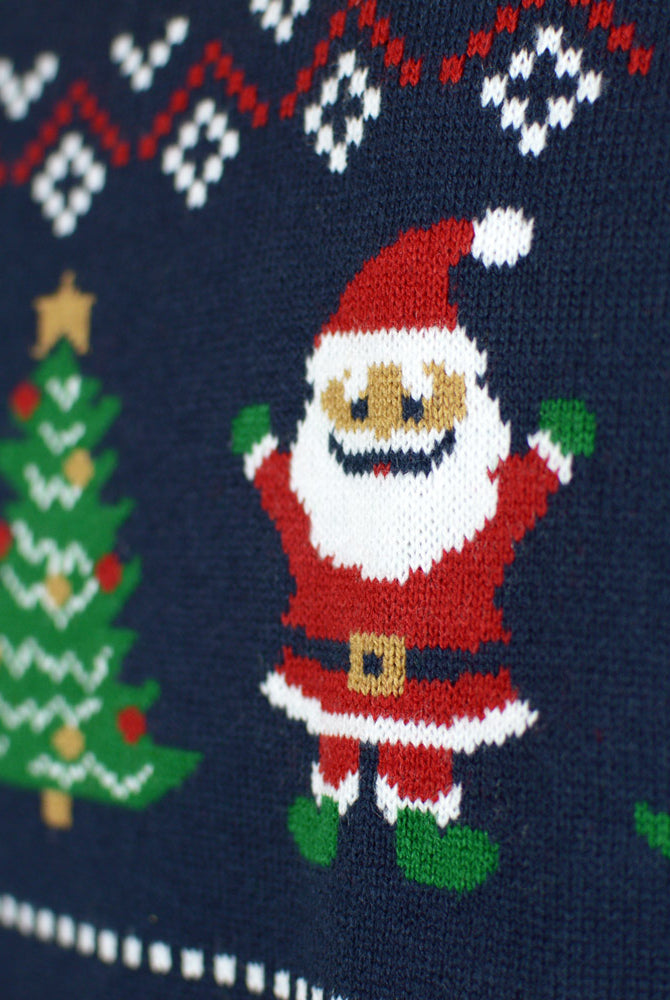 Cardigan Natalizio da Uomo Blu e Rosso Renne e Babbo Natale