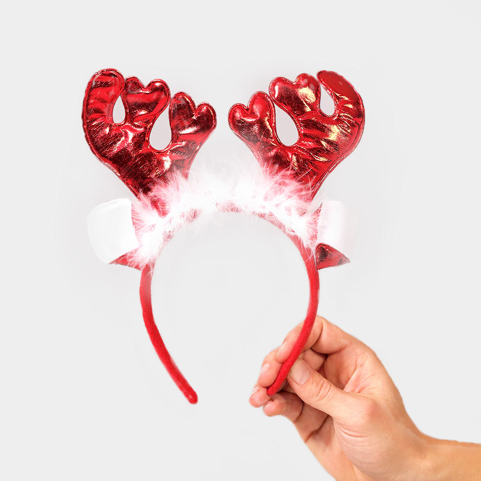 Cerchietti Natalizii con Corna di Renna Rosse