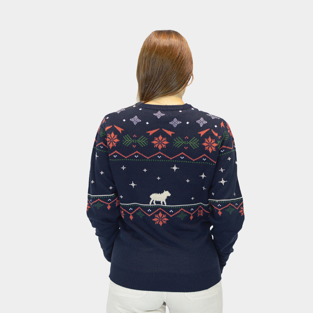 Maglione Natalizio da Donna Nativity Blu