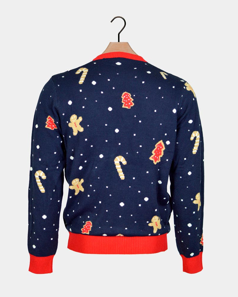 Ginger Cookie Maglione Natalizio con Luci LED Uomo Blu