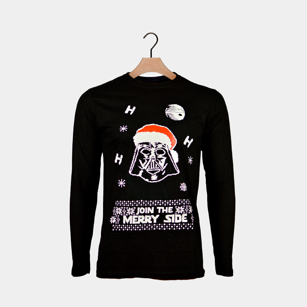 Maglietta Natalizia Nera con Maniche Lunghe per Uomo e Donna Join The Merry Side
