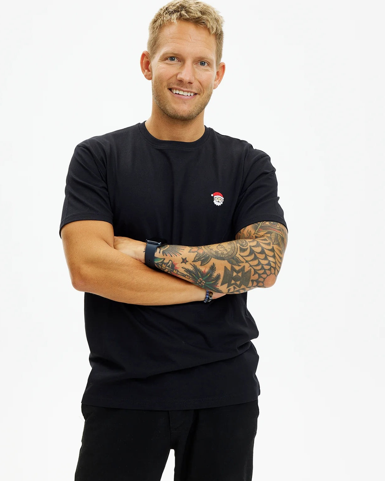 Maglietta Natalizia Nera per Uomo Babbo Natale