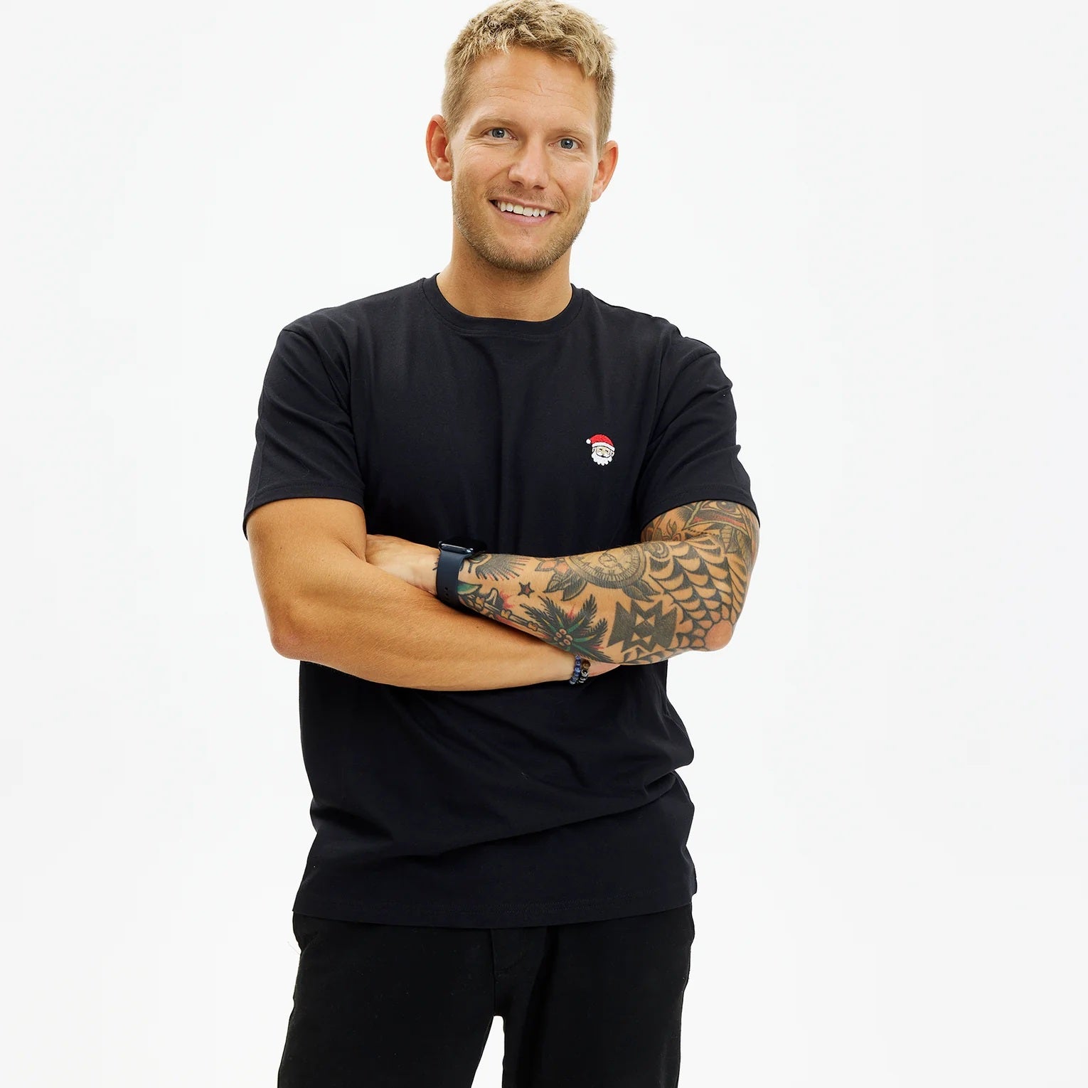 Maglietta Natalizia Nera per Uomo Babbo Natale