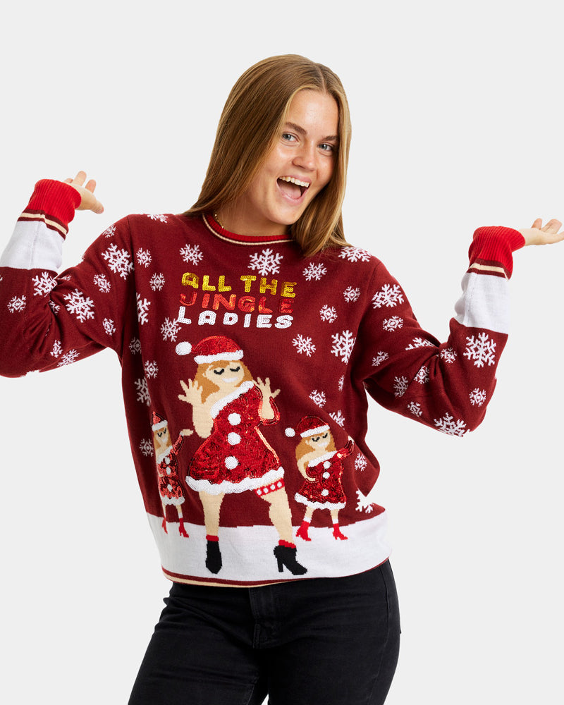 Maglione Natalizio da Donna Jingle Ladies con Paillettes