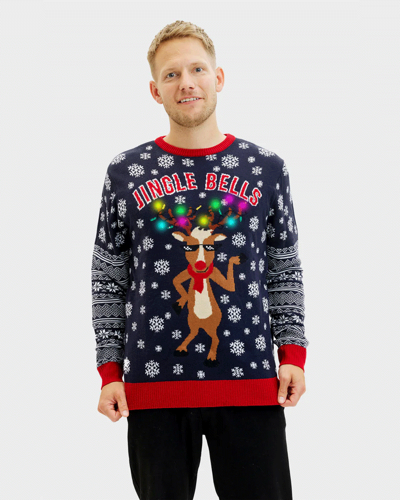 Maglione Natalizio Uomo Jingle Bells Luci LED