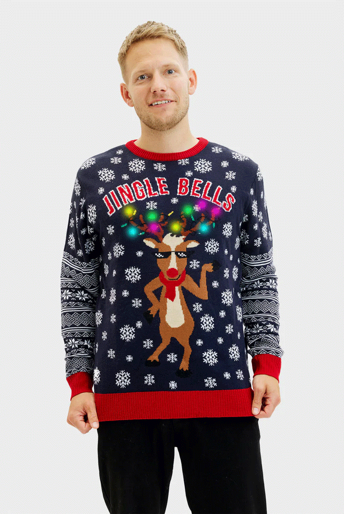 Maglione Natalizio Uomo Jingle Bells Luci LED