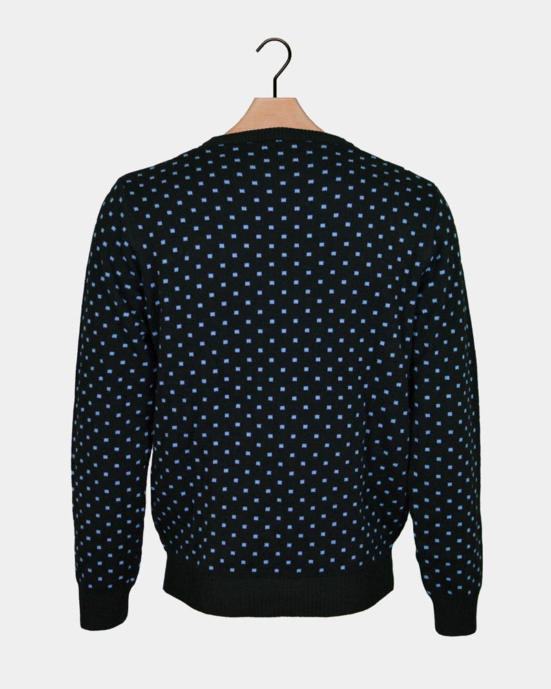 Maglione Natalizio in 3D Blu Renna Rudolph con Naso Rosso