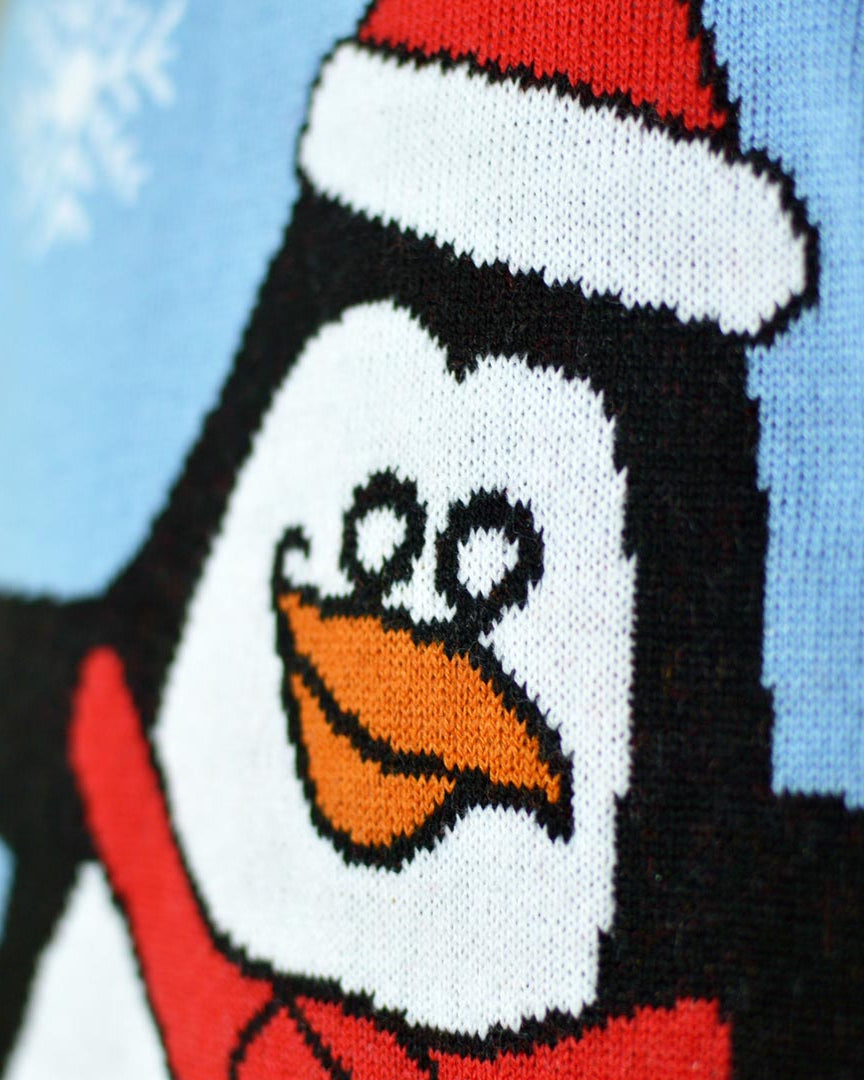 Maglione Natalizio Azzurro con Pinguino