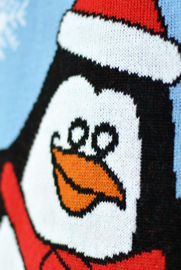 Maglione Natalizio Azzurro con Pinguino
