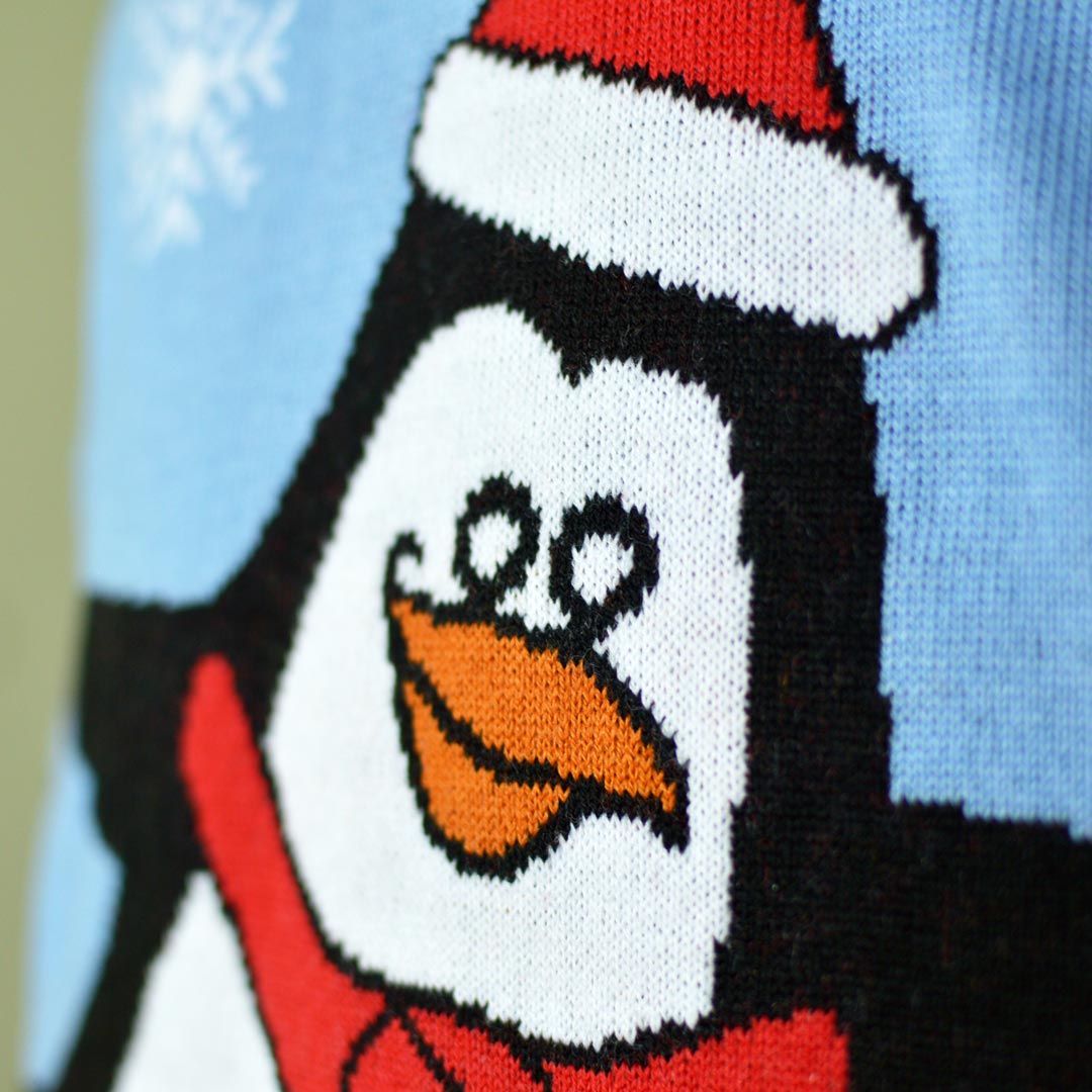 Maglione Natalizio Azzurro con Pinguino