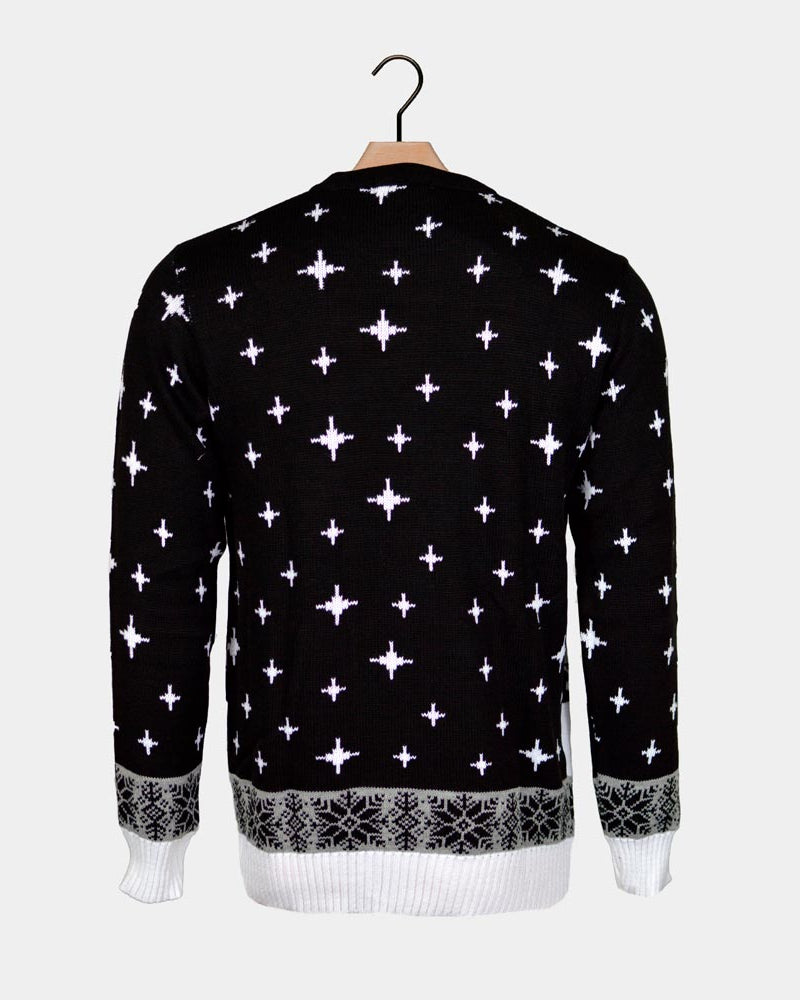 Maglione Natalizio Babbo Natale Bloccato nel Camino Nero