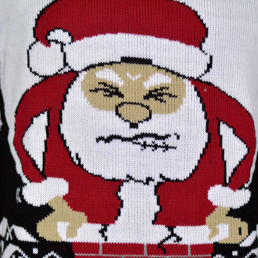 Maglione Natalizio Babbo Natale Bloccato nel Camino