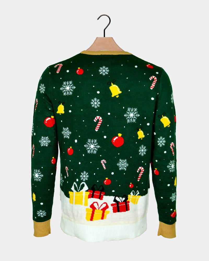 Maglione Natalizio Babbo Natale in Confusione con Luci LED