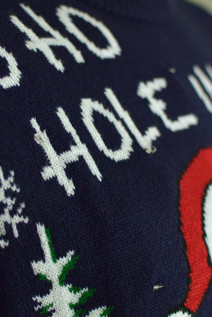 Babbo Natale che Gioca a Golf Maglione Natalizio con Luci LED