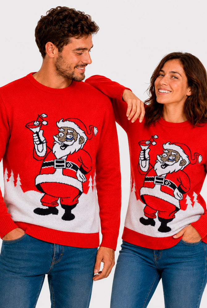 Maglione Natalizio con Babbo Natale e un Martini Coppia