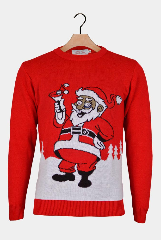 Maglione Natalizio con Babbo Natale e un Martini