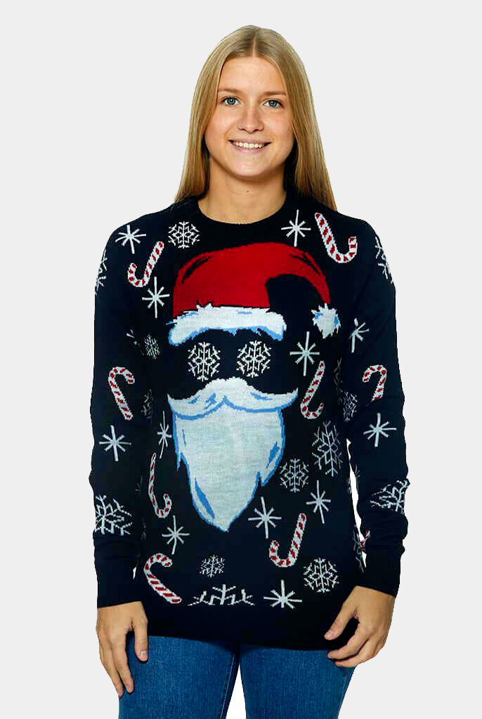 Maglione Natalizio Donna Babbo Natale Nero