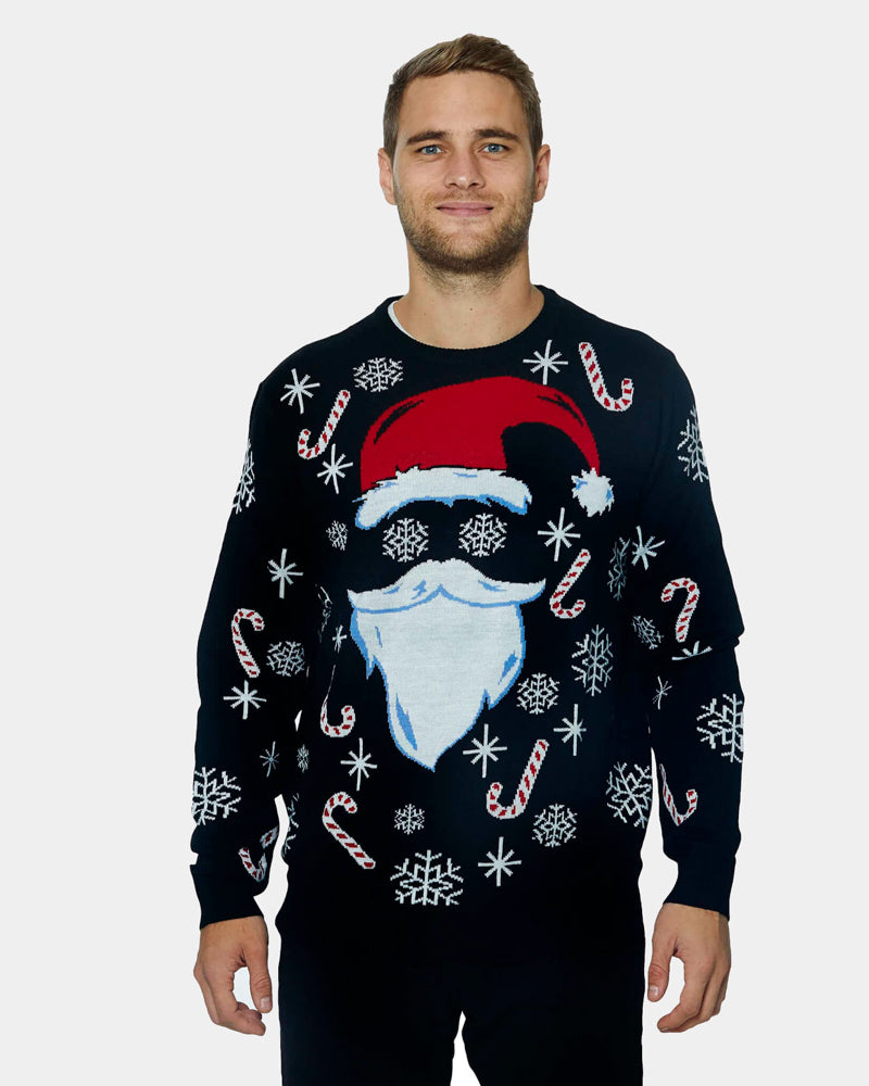 Maglione Natalizio Uomo Babbo Natale Nero