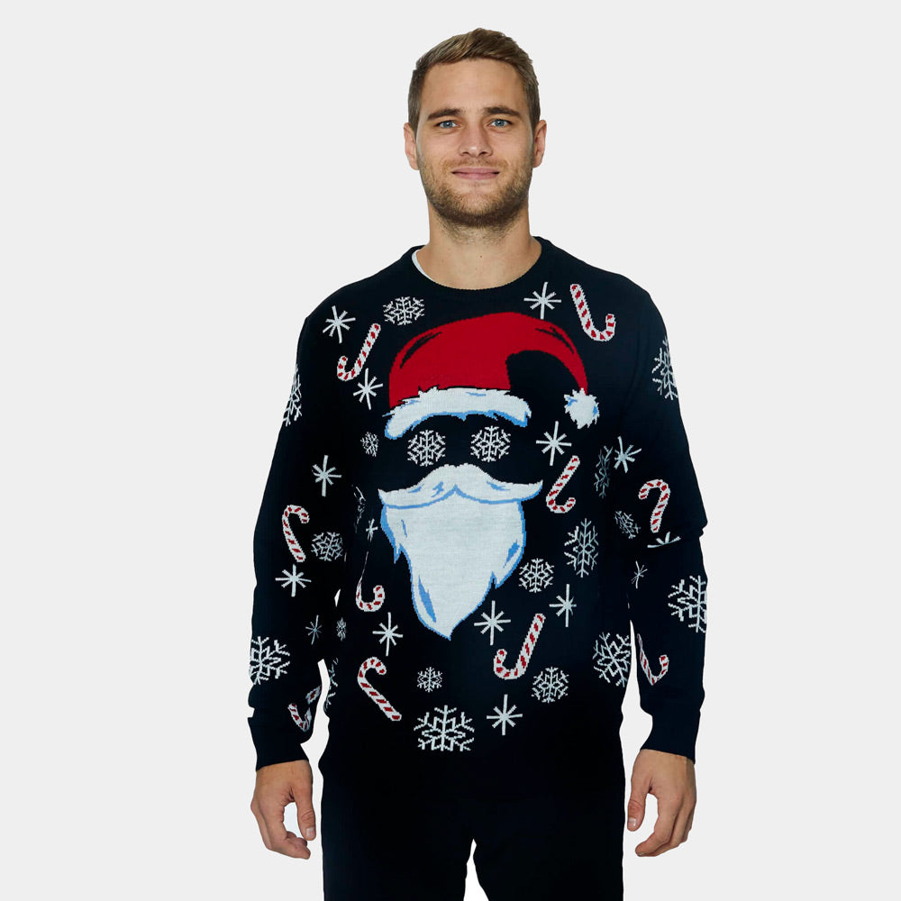 Maglione Natalizio Uomo Babbo Natale Nero