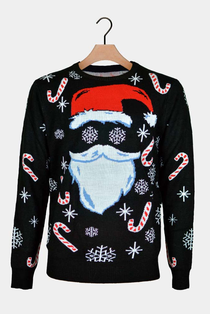 Maglione Natalizio Babbo Natale Nero