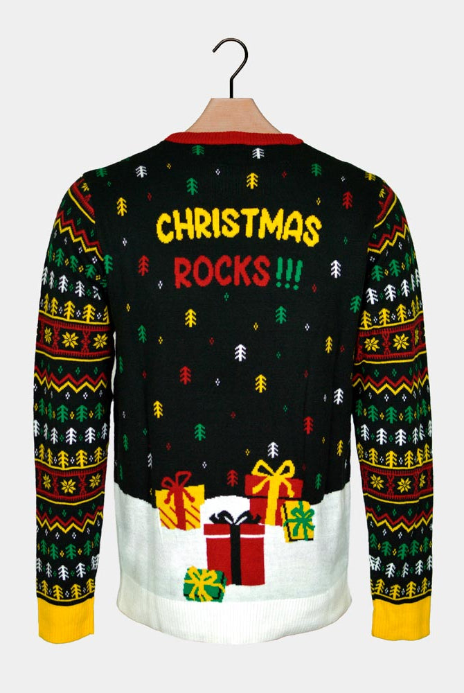 Maglione Natalizio Rocker Uomo con Luci LED Babbo Natale