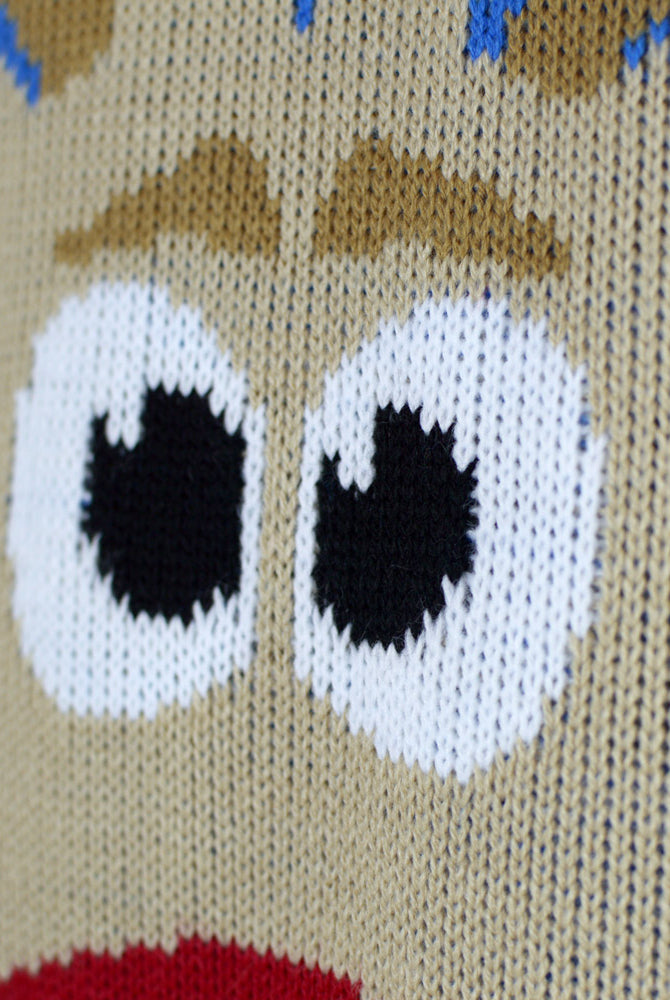 Maglione Natalizio Bambini Azzurro Renna e Neve