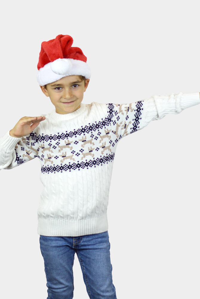 Maglione Natalizio per Bambini Bianco Elegante Alaska