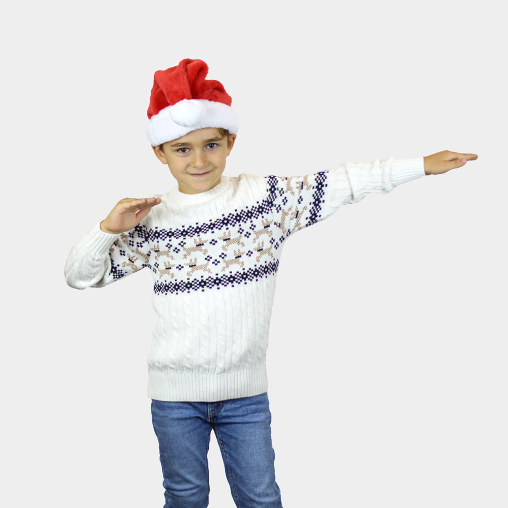 Maglione Natalizio per Bambini Bianco Elegante Alaska