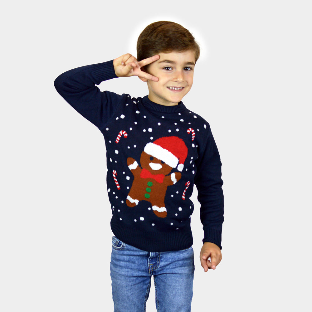 Maglione Natalizio per Bambini Blu Gingerbread