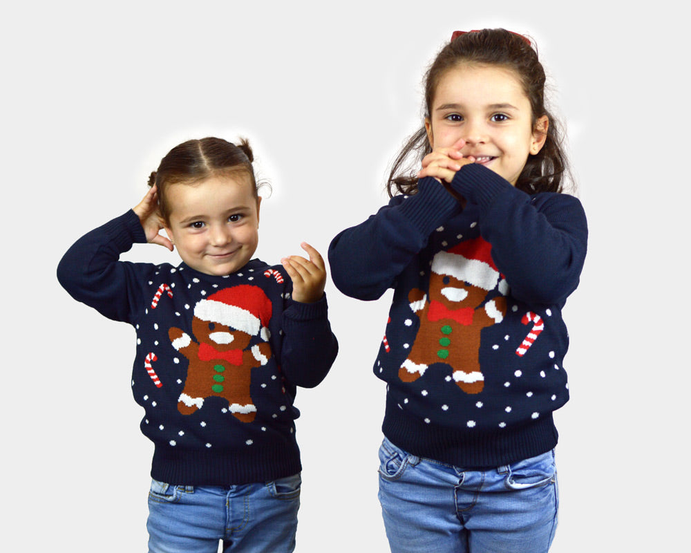 Gingerbread Maglione Natalizio per Bambini Blu ragazze