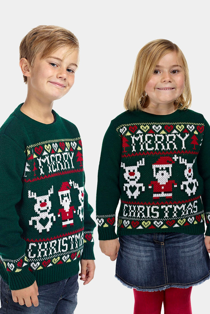 Maglione Natalizio Bambini Blu Merry Christmas