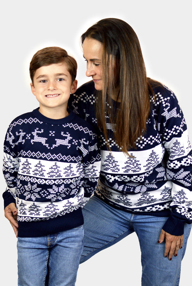 Maglione Natalizio per Bambini Blu Polo Nord famiglia
