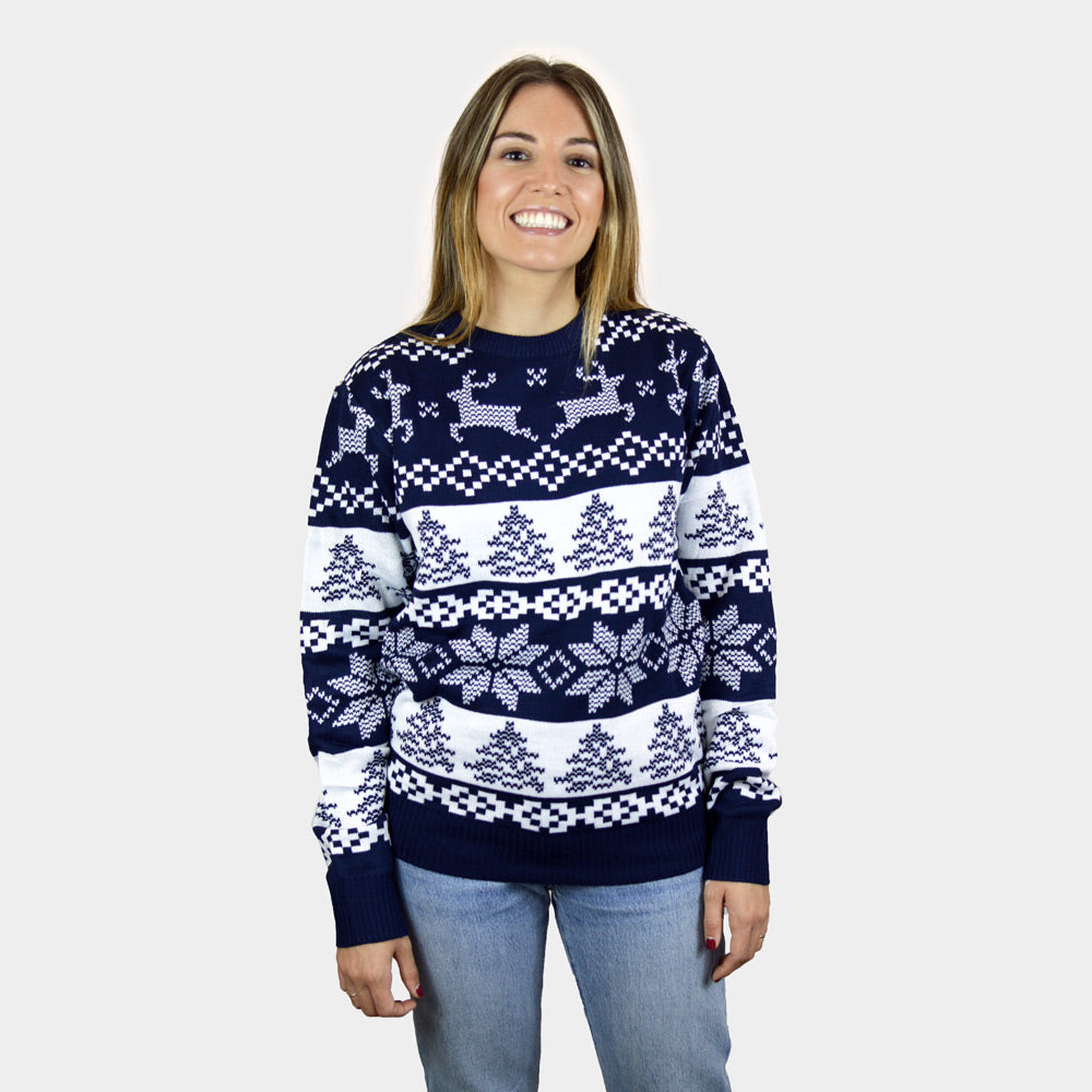 Maglione Natalizio Bambini Donna Blu Polo Nord