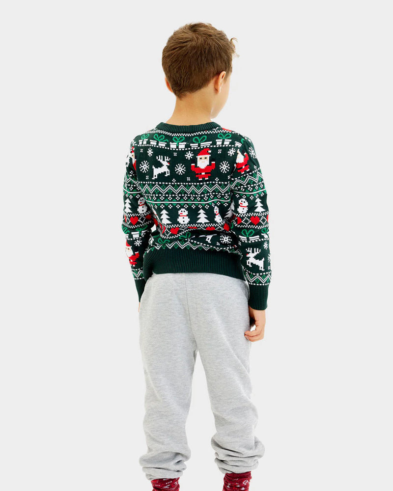 Maglione Natalizio per Bambini Verde Cotone Biologico Jolly Christmas