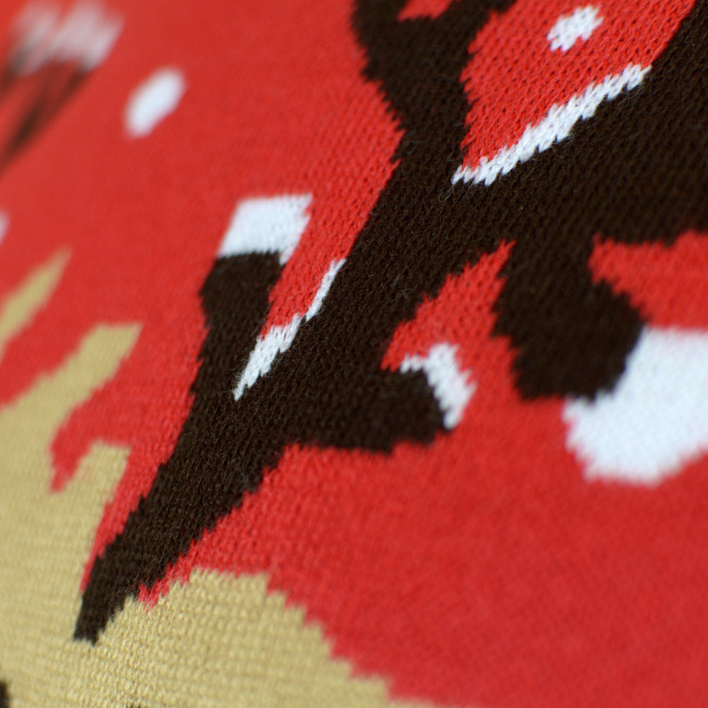 Maglione Natalizio Bambini in Cotone Biologico con Renna Sciarpa